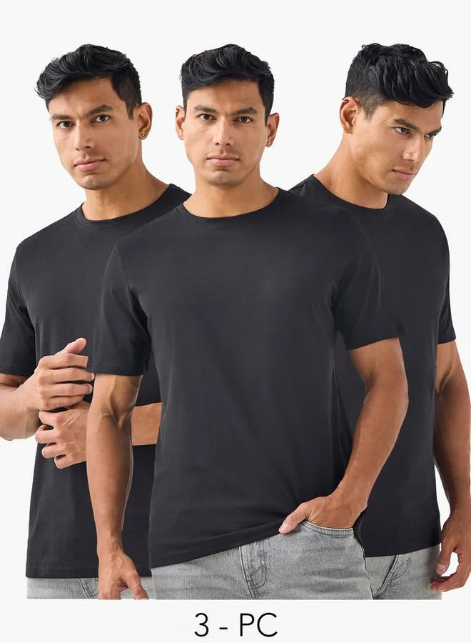 Splash FAV Set of 3 - Solid Crew Neck T-shirt with Short Sleeves